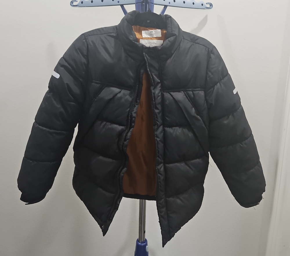 Kids Black Puffer Jacket with Brown Lining